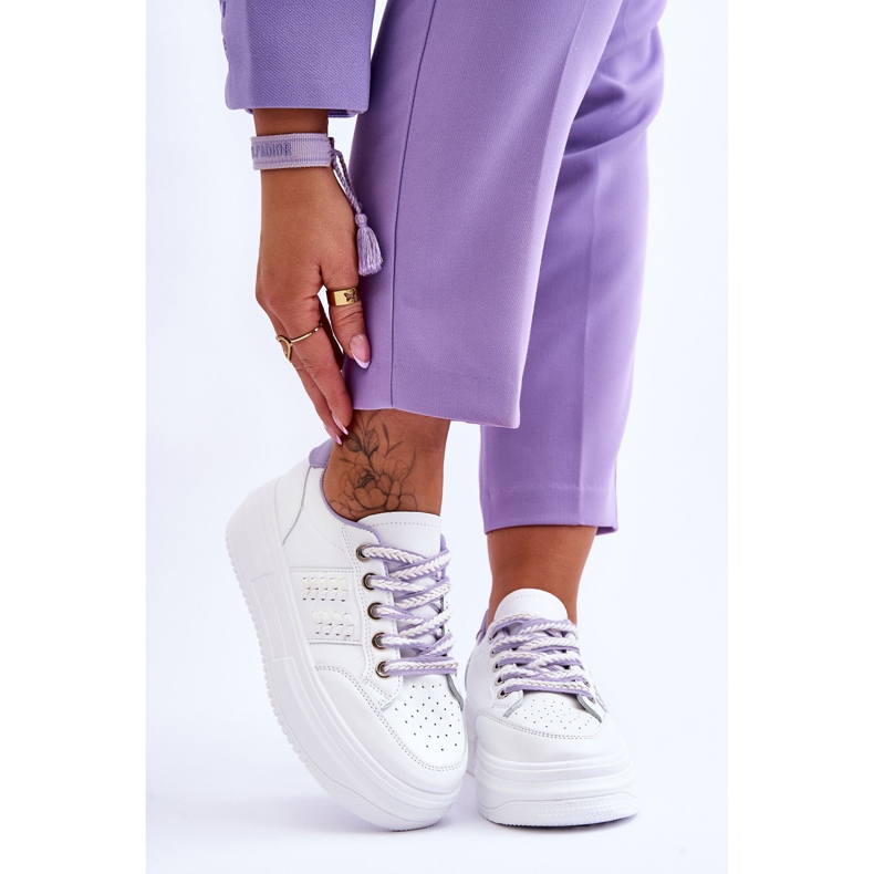 Scarpe da ginnastica con plateau da donna alla moda Bianco-Viola Claribel 1