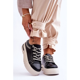 FG2 Comode Scarpe Sportive Da Donna Con Plateau Nere E Beige Devan nero 1