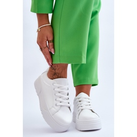 FG2 Scarpe Sportive Con Plateau Da Donna Comode Bianche Devan bianco 1