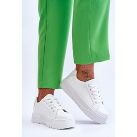 FG2 Scarpe Sportive Con Plateau Da Donna Comode Bianche Devan bianco 2