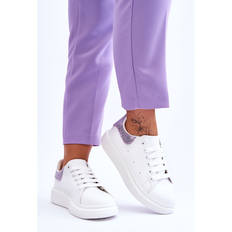 Scarpe Sportive Da Donna Con Motivo Decorativo Delizia Bianco-Viola 2
