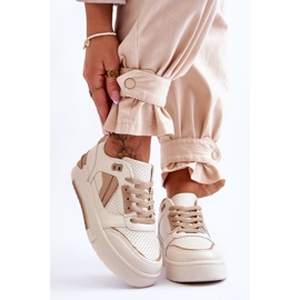 FI1 Scarpe Sportive Da Donna In Pelle Beige Nancey 1