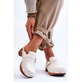 FI1 Ciabatte Donna in Pelle Zoccoli Fanett Bianco bianca 2