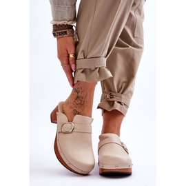 FI1 Zoccoli Donna in Pelle Beige Fanett 1