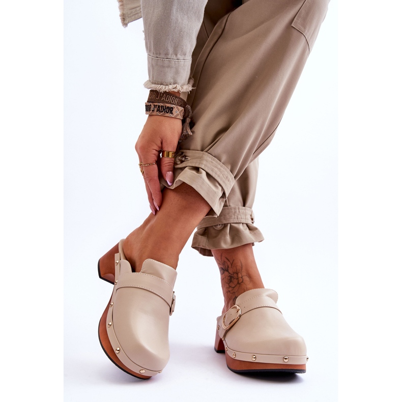 FI1 Zoccoli Donna in Pelle Beige Fanett 2