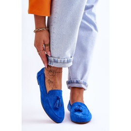 FB1 Mocassini Classici In Pelle Scamosciata Con Frange Blu Averil 1
