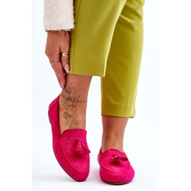 Mocassino Classico In Camoscio Con Frange Fucsia Averil rosa 1