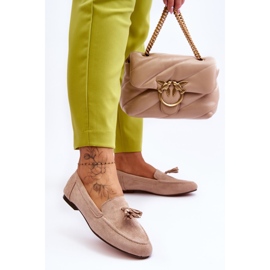 FB1 Mocassino Classico In Camoscio Con Nappine Averil Beige 2