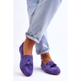 FB1 Mocassini Classici In Camoscio Con Nappine Viola Averil 2