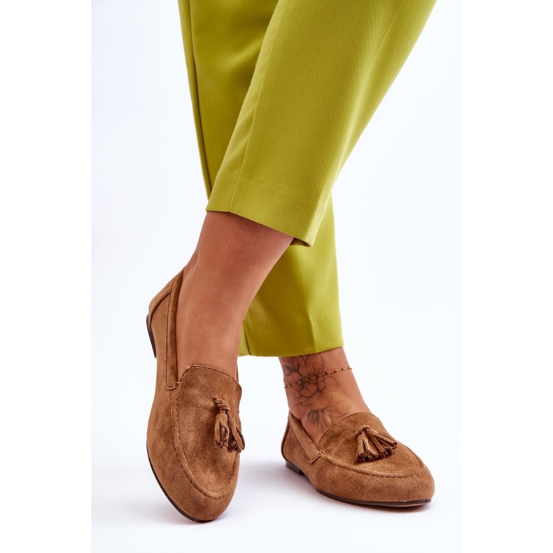 FB1 Mocassino Classico In Camoscio Con Nappine Marrone Averil beige 2