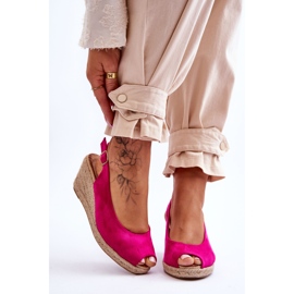 FB1 Sandali con zeppa in pelle scamosciata Elsie fucsia rosa 1