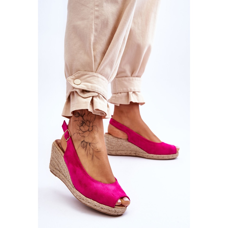 FB1 Sandali con zeppa in pelle scamosciata Elsie fucsia rosa 2