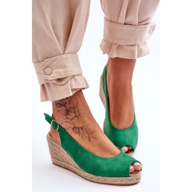 FB1 Sandali con zeppa in pelle scamosciata verde Elsie 2