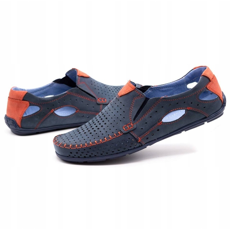 Olivier Scarpe estive da uomo, mocassini 901, blu navy e rosso 3