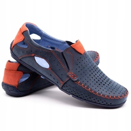 Olivier Scarpe estive da uomo, mocassini 901, blu navy e rosso 2