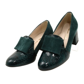 PA2 Décolleté Diana in pelle di serpente scamosciata verde 4