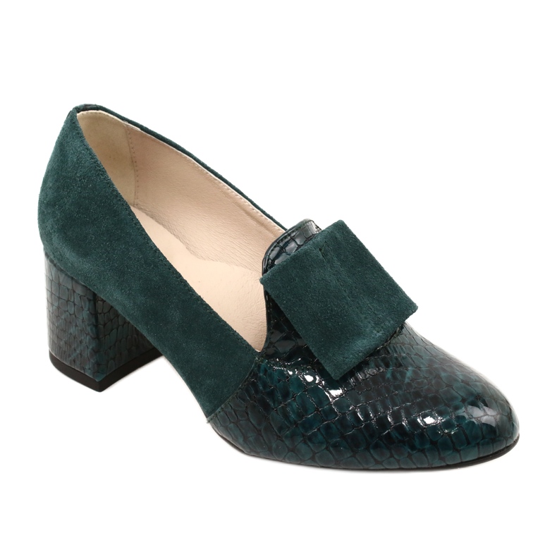 PA2 Décolleté Diana in pelle di serpente scamosciata verde 2