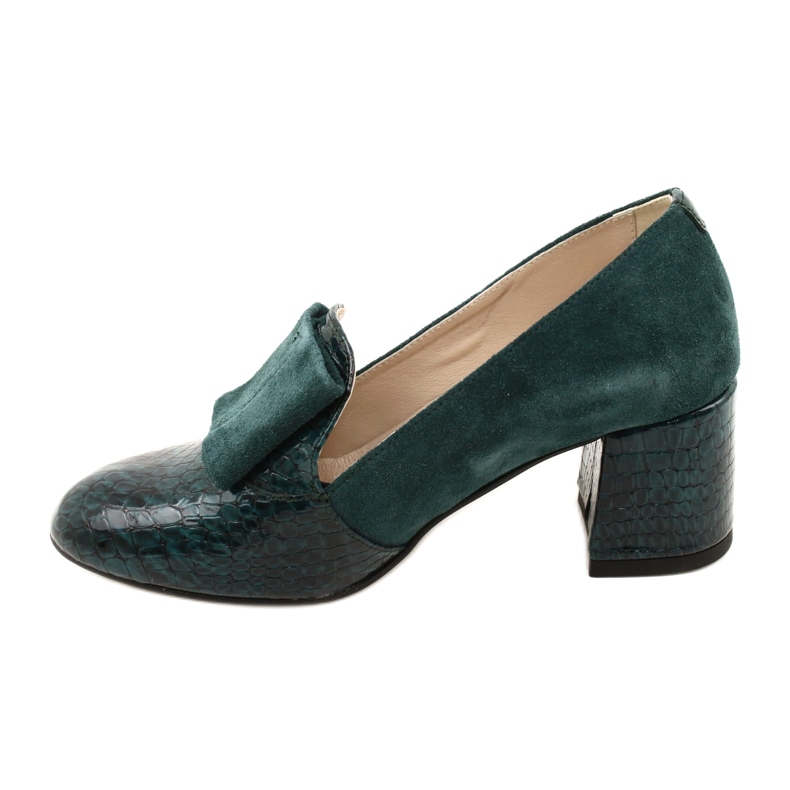 PA2 Décolleté Diana in pelle di serpente scamosciata verde 3