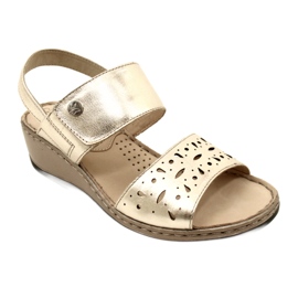 Sandali in pelle da donna Caprice 28253-20 959 Platino Metalic d'oro 2