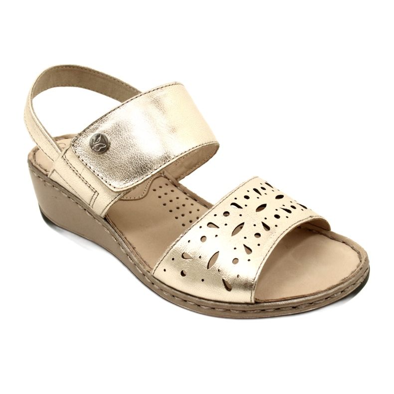 Sandali in pelle da donna Caprice 28253-20 959 Platino Metalic d'oro 2