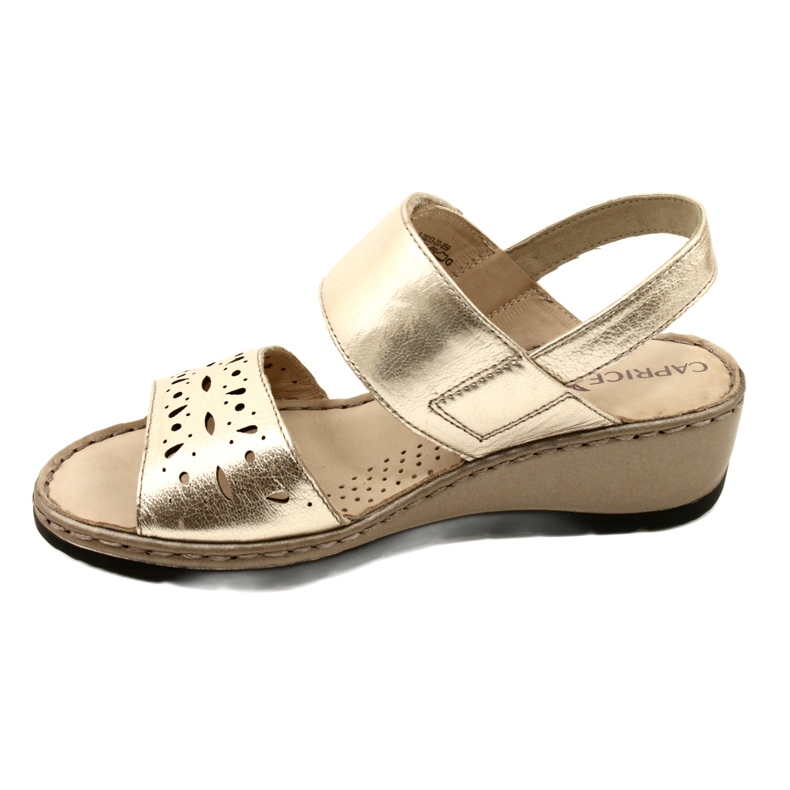 Sandali in pelle da donna Caprice 28253-20 959 Platino Metalic d'oro 3