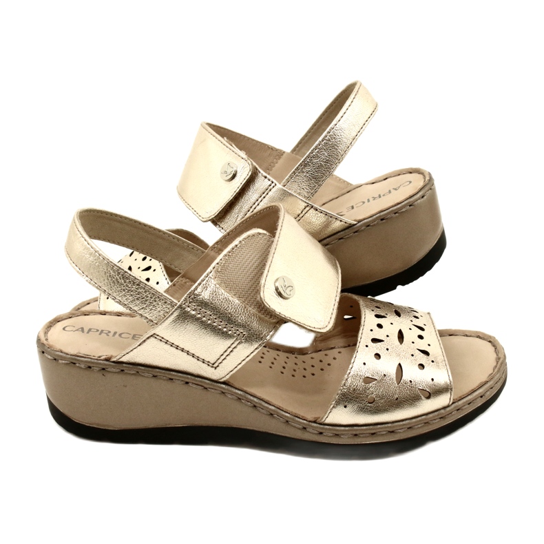 Sandali in pelle da donna Caprice 28253-20 959 Platino Metalic d'oro 6