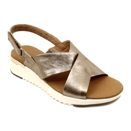 Sandali Caprice Taupe in pelle metallizzata 9-28702-20 341 d'oro 2