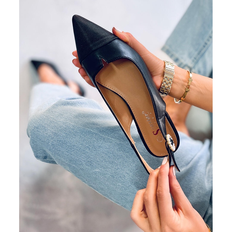 Seastar Ballerine con tacco aperto di Sanaz Black nero 2