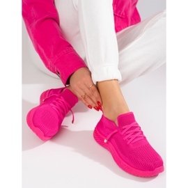 Scarpe sportive da donna in tessuto Shelovet fucsia rosa 1
