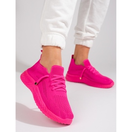 Scarpe sportive da donna in tessuto Shelovet fucsia rosa 2