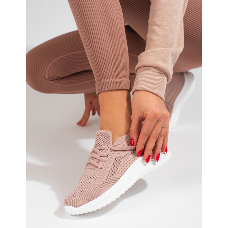 Scarpe sportive da donna in tessuto Shelovet rosa cipria 2