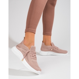Scarpe sportive da donna in tessuto Shelovet rosa cipria 1