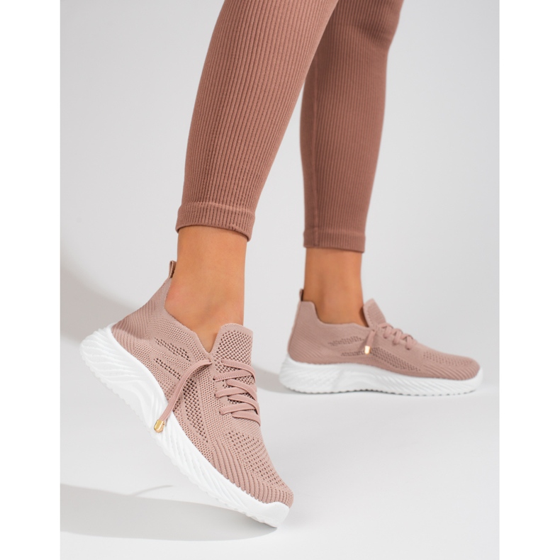 Scarpe sportive da donna in tessuto Shelovet rosa cipria 1
