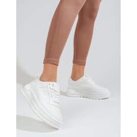 Scarpe sportive da donna Sneakers Shelovet suola spessa bianche bianco 1