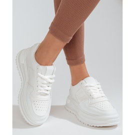 Scarpe sportive da donna Sneakers Shelovet suola spessa bianche bianco 2