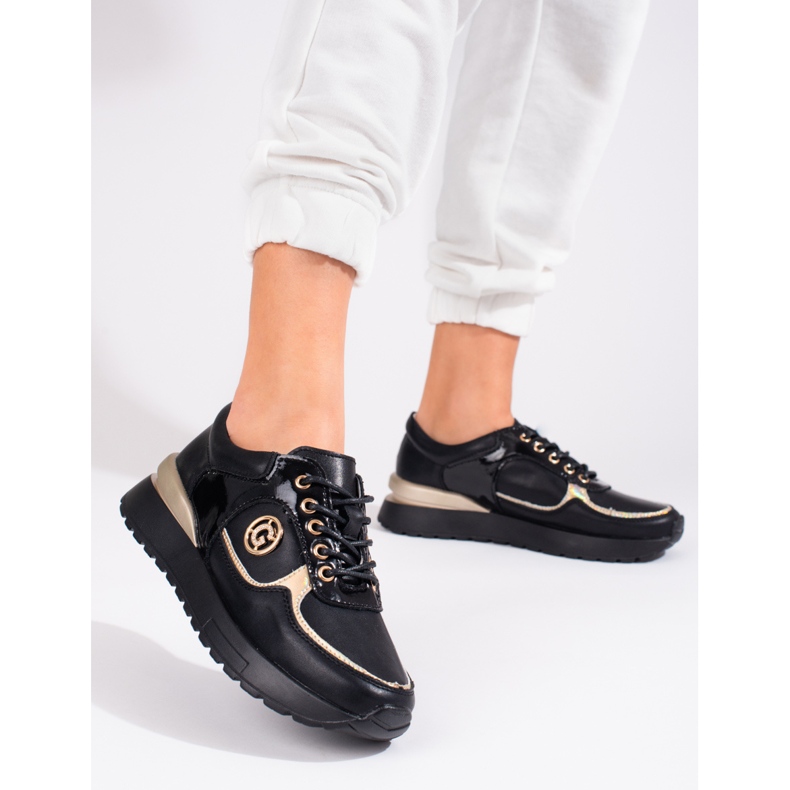 Seakers in pelle da donna Shelovet nere nero 1