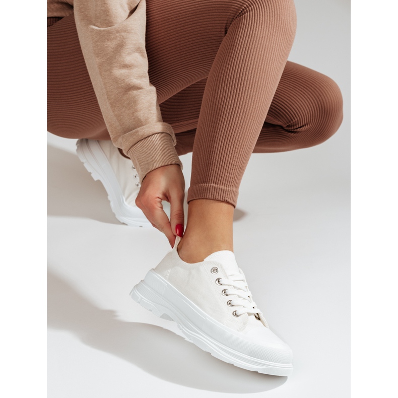 PA1 Sneakers con plateau da donna Shelovet bianche bianco 1