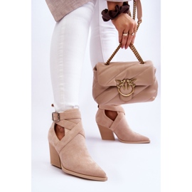 FI1 Stivali da cowboy in pelle scamosciata da donna Beige Dennise 1
