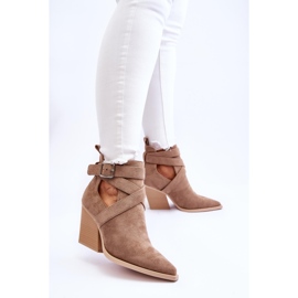 FI1 Stivali da cowboy in pelle scamosciata da donna Dennise beige scuro 2