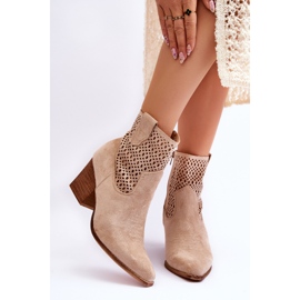 FB1 Stivali Cowboy Da Donna In Pelle Scamosciata Beige Norvella 1
