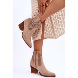 FB1 Stivali Cowboy Da Donna In Pelle Scamosciata Beige Norvella 2