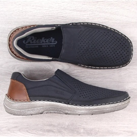 Comode scarpe slip-on traforate blu navy da uomo Rieker 03079-14 1