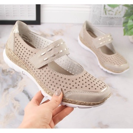 Scarpe estive da donna in pelle con velcro beige Rieker N4257-60 1