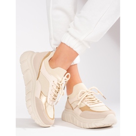 Sneakers beige da donna su suola spessa Shelovet 1