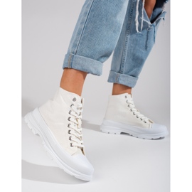 Sneakers alte da donna in tessuto bianco Shelovet 2