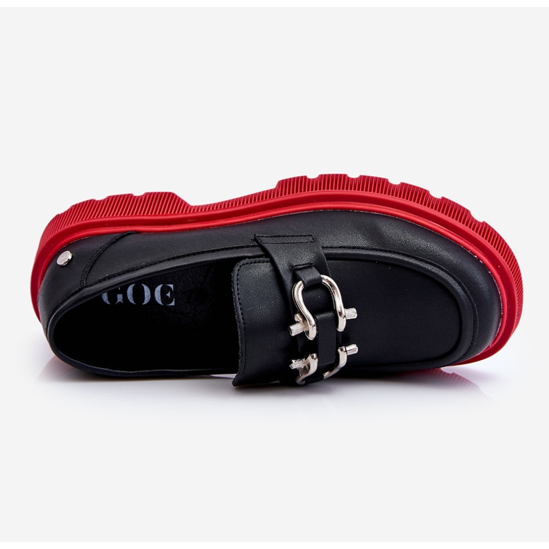 Mocassini In Pelle Con Decorazione GOE LL2N4040 Nero-Rosso 1