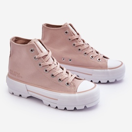 Scarpe da ginnastica alte con plateau in tessuto Big Star LL274157 Nude rosa 1