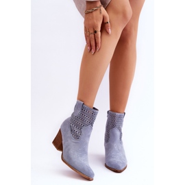 FB1 Stivali Cowboy Da Donna In Pelle Scamosciata Azzurro Norvella blu 1