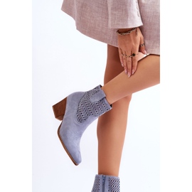 FB1 Stivali Cowboy Da Donna In Pelle Scamosciata Azzurro Norvella blu 2