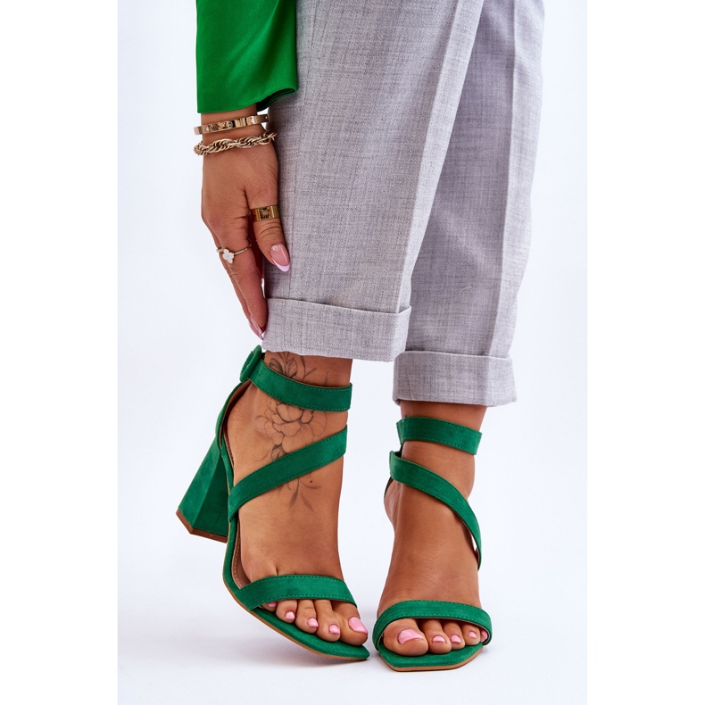 FB2 Sandali con tacco alto in camoscio da donna Green Lanes verde 1
